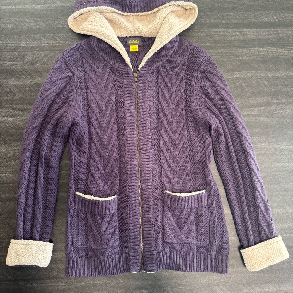 Cabela's Purple Cable Knit Hooded Jacket
